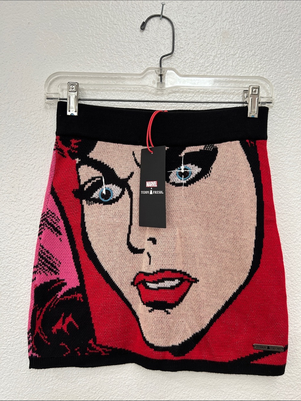 Teddy Fresh for Marvel Red Graphic Knit Mini Skirt